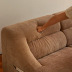 Chenille Fabric 2-Seater Sofa, Easy-Transport, Brown.