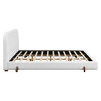 King Size Fabric Upholstered Bed Frame with Rubber Wood Legs.