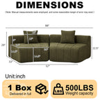 Chenille Curved Sectional Sofa with 2 Pillows.