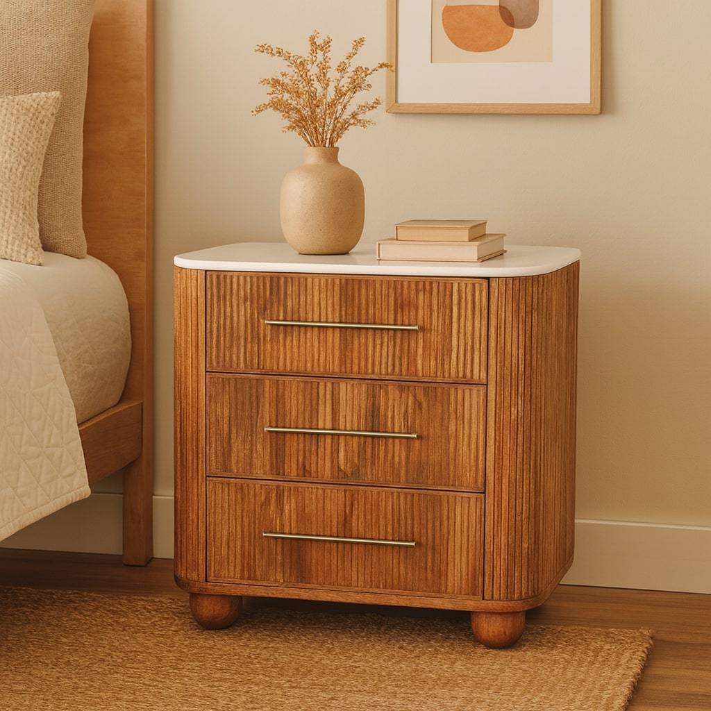 Solid Wood Marble Chest for Bedroom.