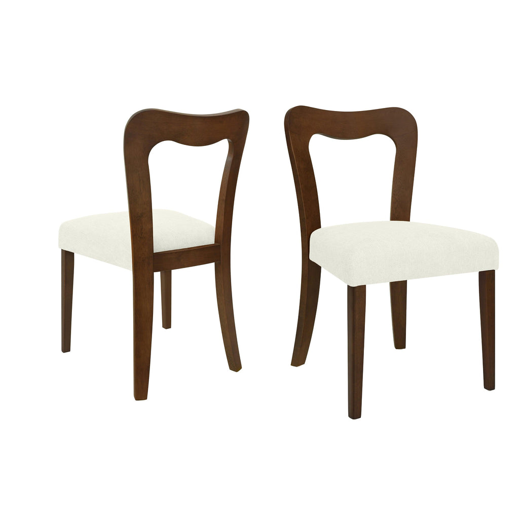 Walnut Beige Dining Chair Set of 2 without Arms.