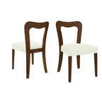 Walnut Beige Dining Chair Set of 2 without Arms.