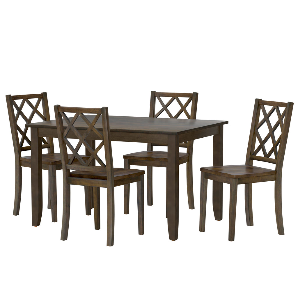 Brown 5 Piece Dining Table Set