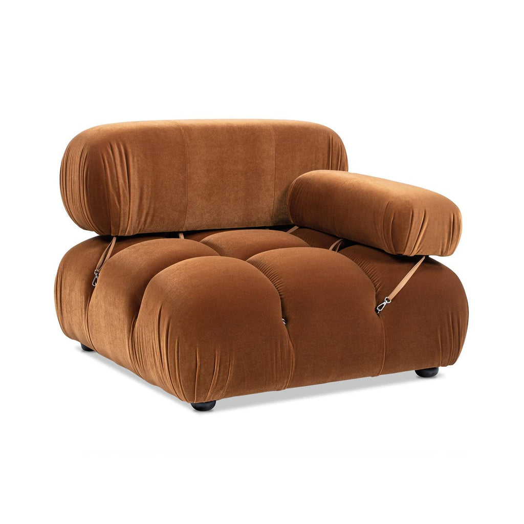 Marcel 36' Modular Modern Lounge Chair in Olive Green Velvet.