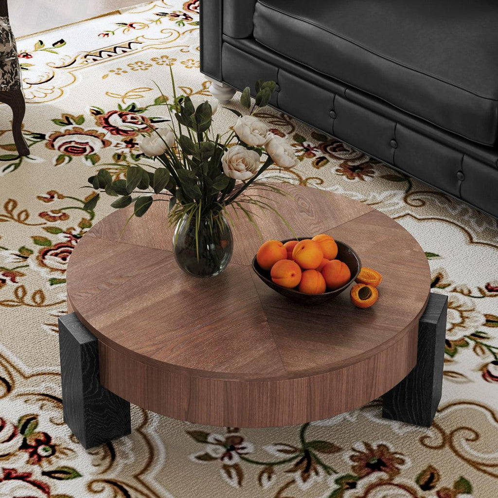 Round Coffee Table with Hidden Storage for Small Spaces.