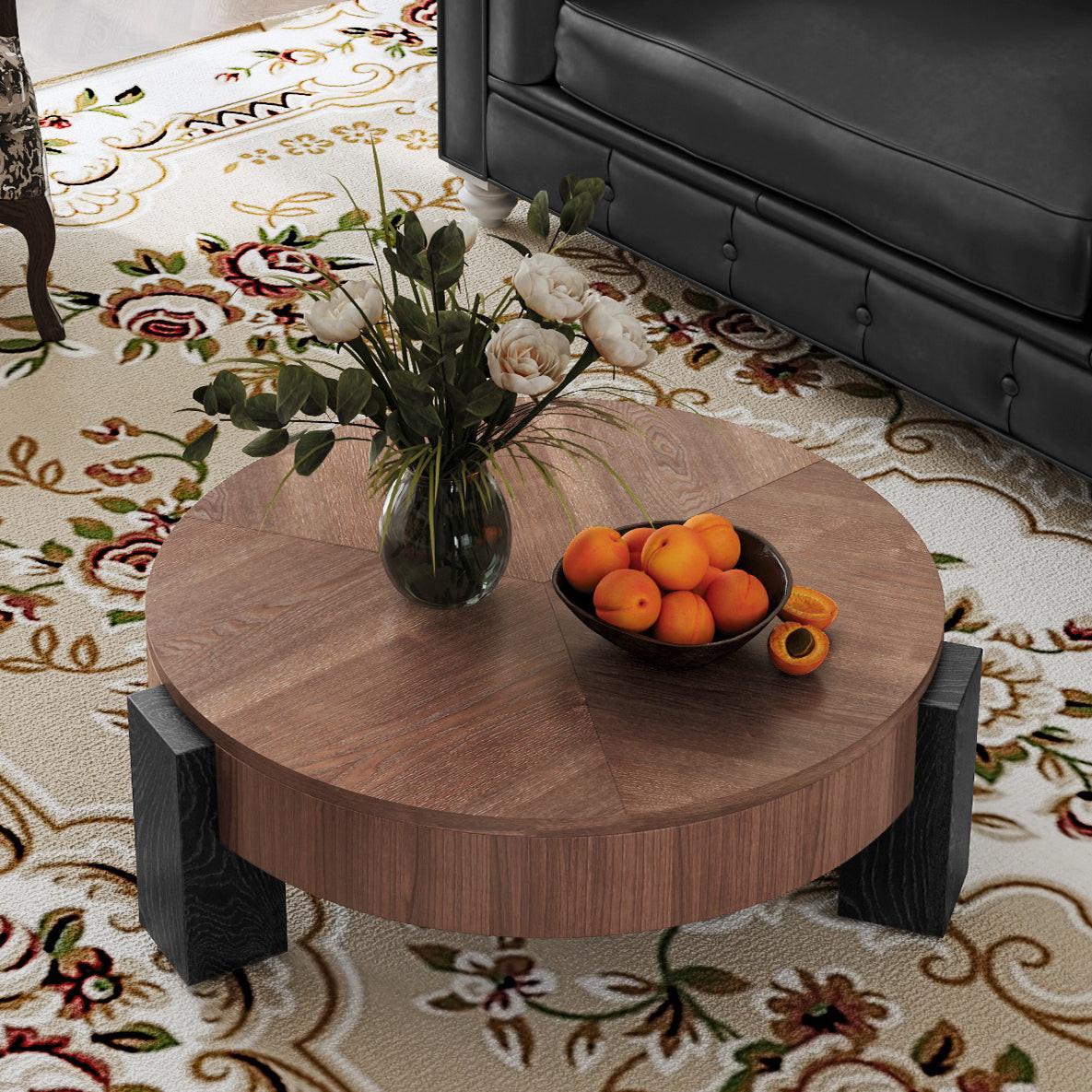 Round Coffee Table with Hidden Storage for Small Spaces.