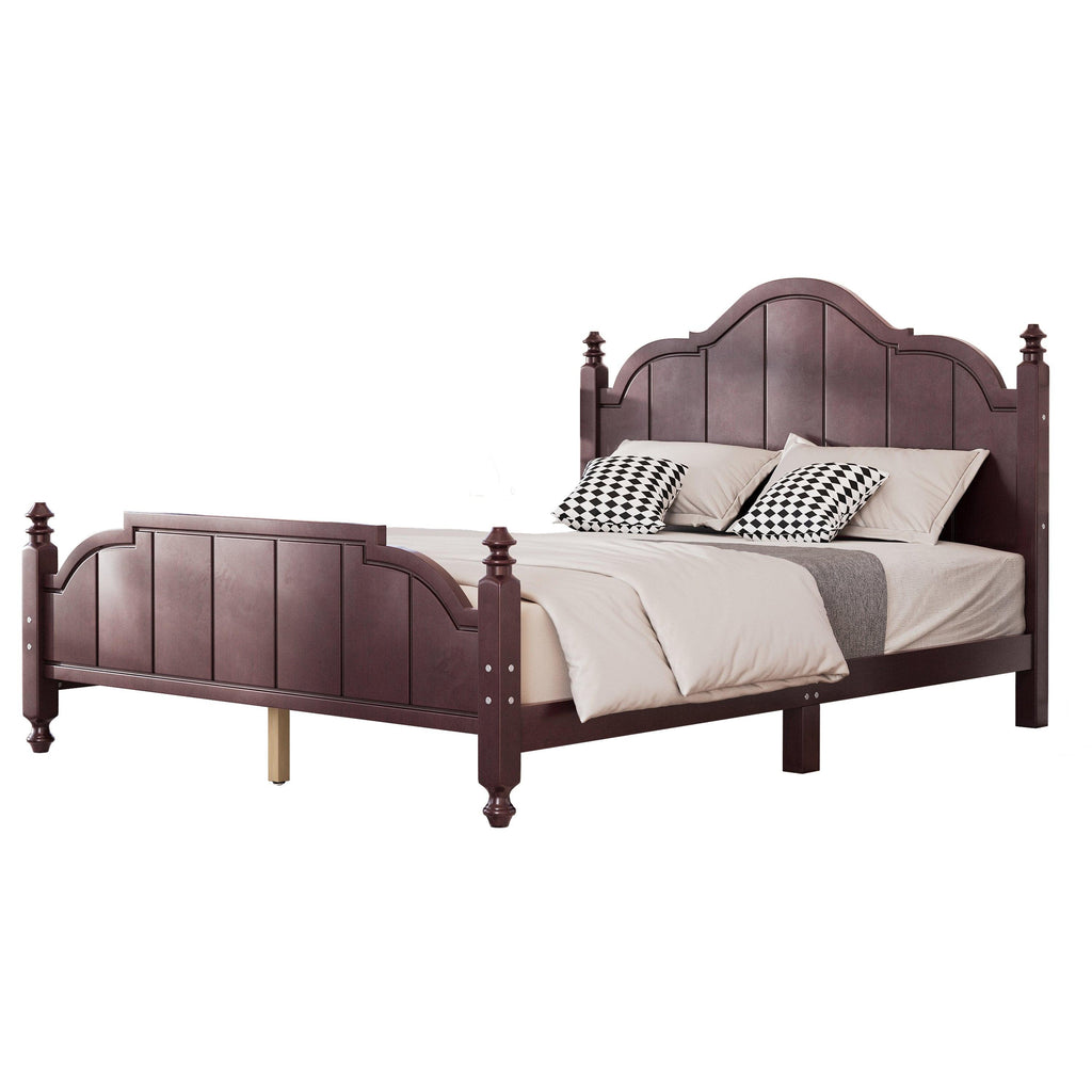 Vintage Queen Bed Frame with Headboard and Slats Support.
