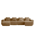 Modular U Shape Sectional Sofa in Velvet with Ottomans.
