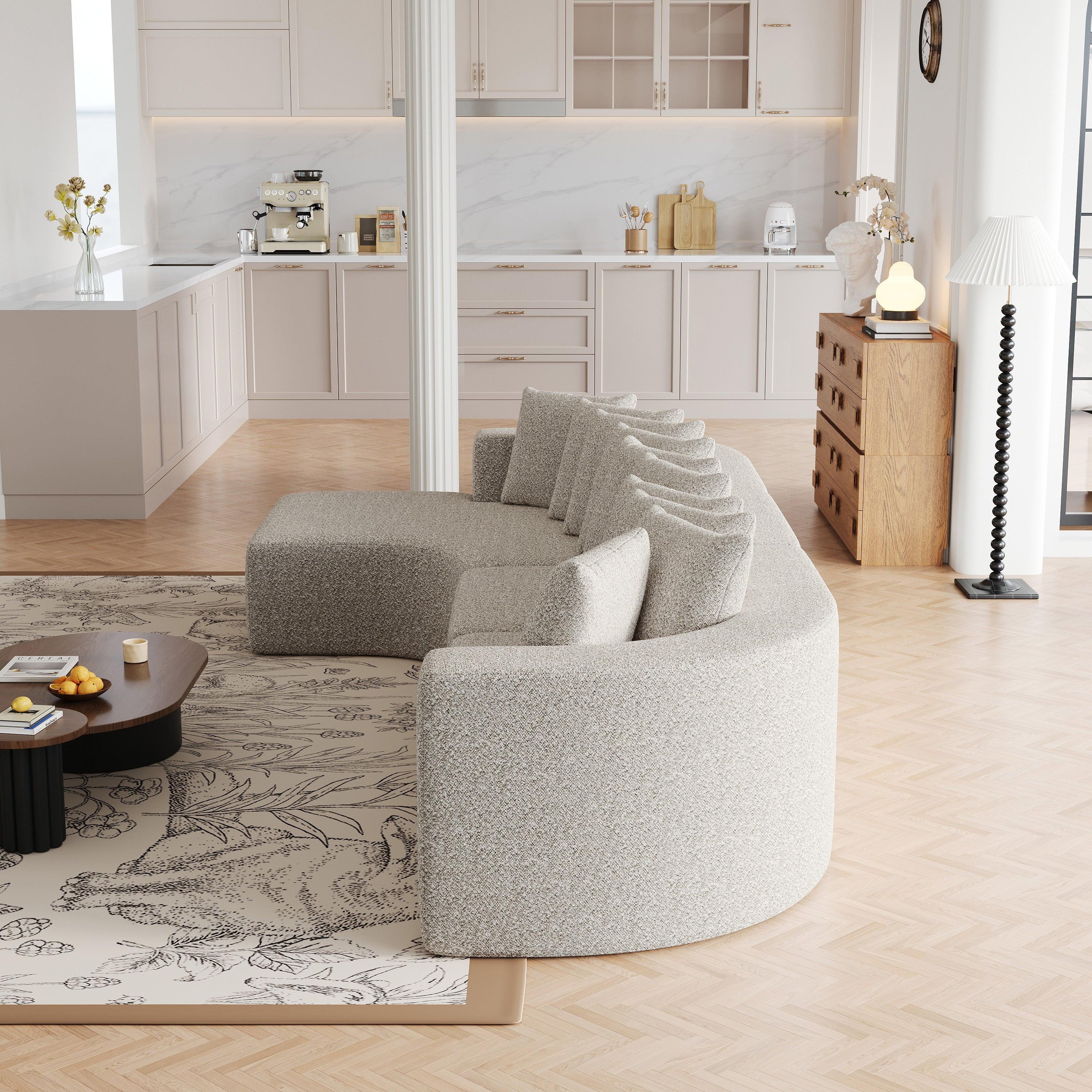 Chenille Sectional Sofa Set - Modern Curved Design.