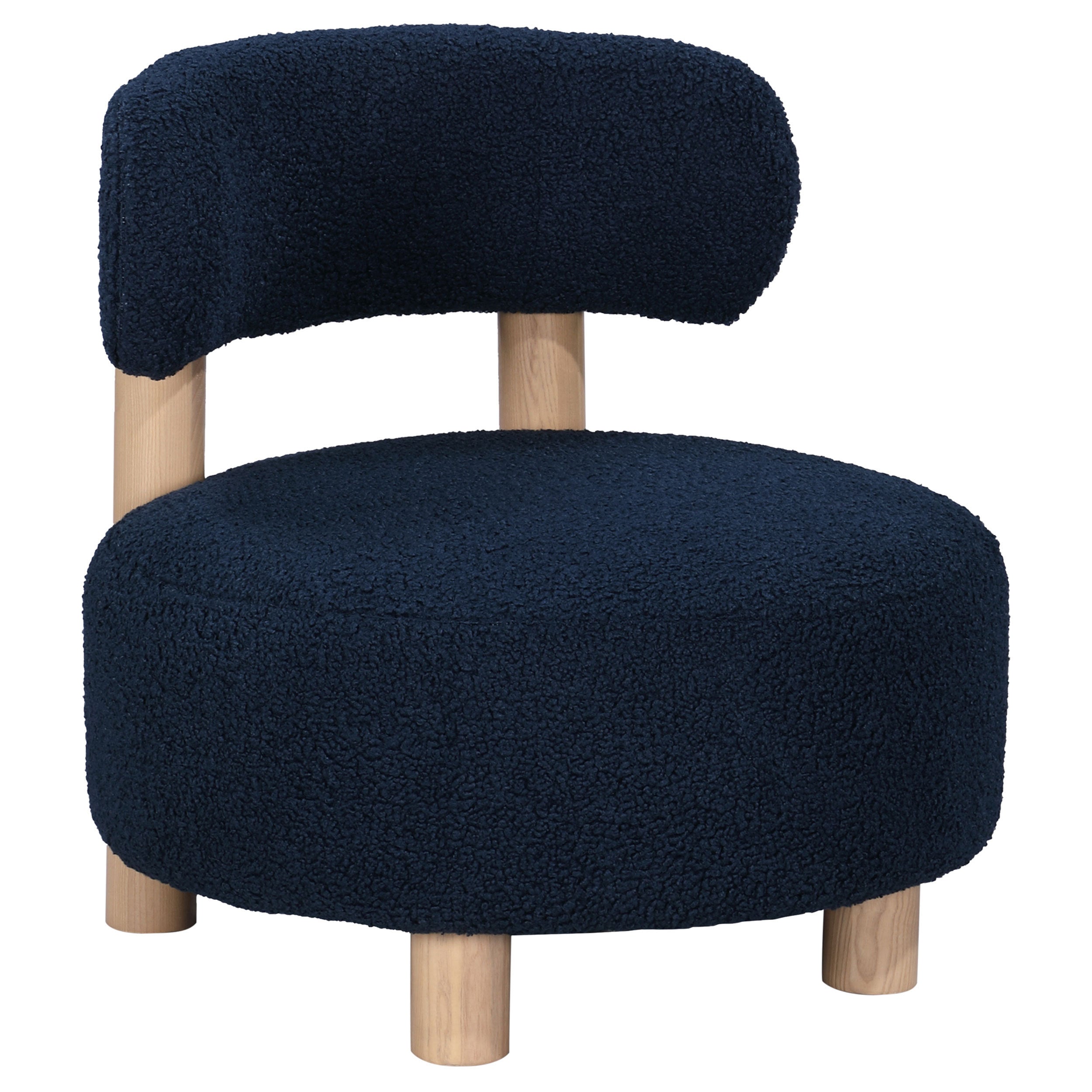 Calianna Blue Boucle Barrel Accent Chair with Natural Oak Frame