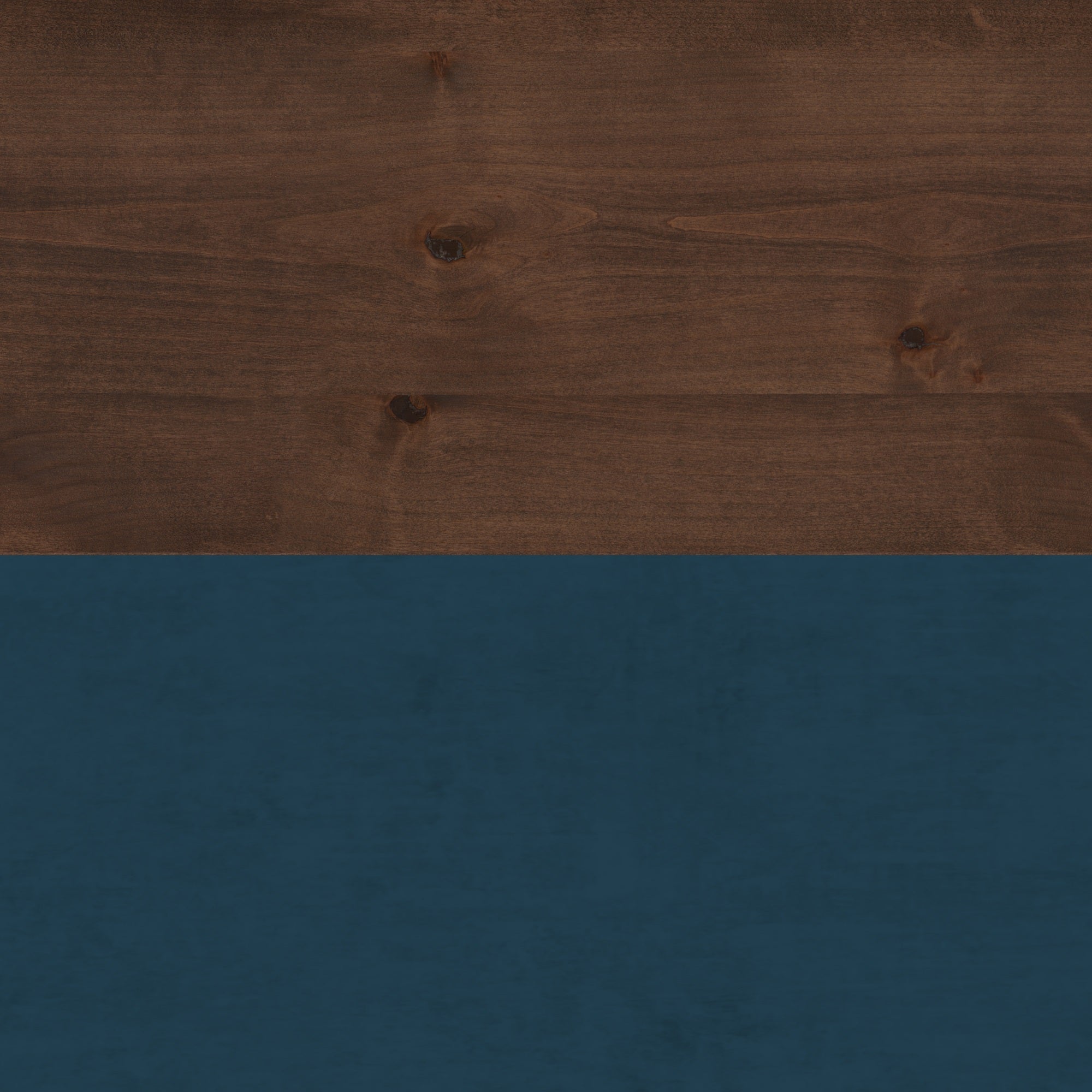 Color swatch of Nora 22 Inch End Table showing the Blue Denim and Whiskey two-tone finish used in the modern no-assembly end table.