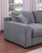 Chiara 128'W Light Gray Chenille Sectional Sofa with Chaise.