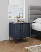 Dumbo 20' Fluted Nightstand in Midnight Blue (2-Drawer)