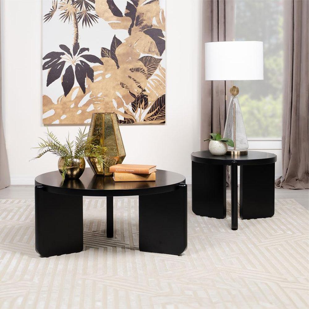Round Wooden Coffee Table, Black.