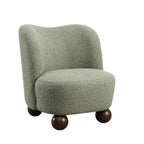 Green Boucle Fabric Accent Chair with Ball Feet.