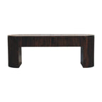 Solid Wood Velvet Mocha Fluted Console Table,Mocha