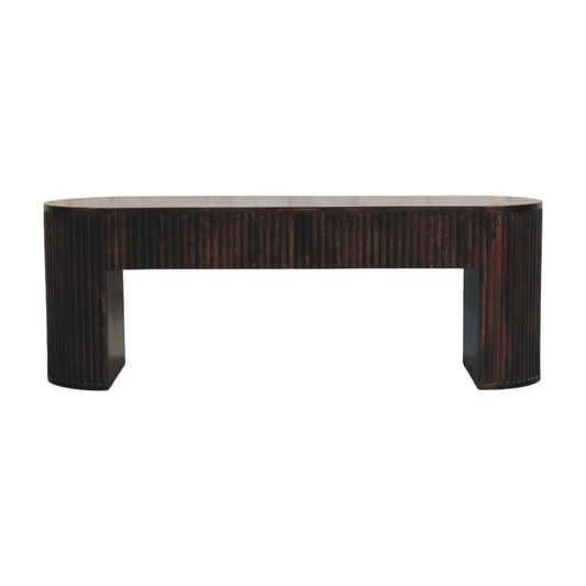 Solid Wood Velvet Mocha Fluted Console Table,Mocha