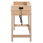 TREXM 4-Piece Dining Table Set for 3, Retro Kitchen Table and Chairs Set with 3 Storage Drawers, Ideal for Small Spaces (Natural)