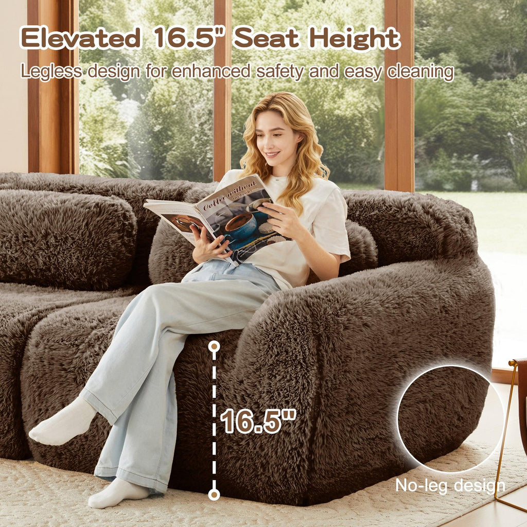 Modular Plush Fabric Sectional Sofa - No Assembly.