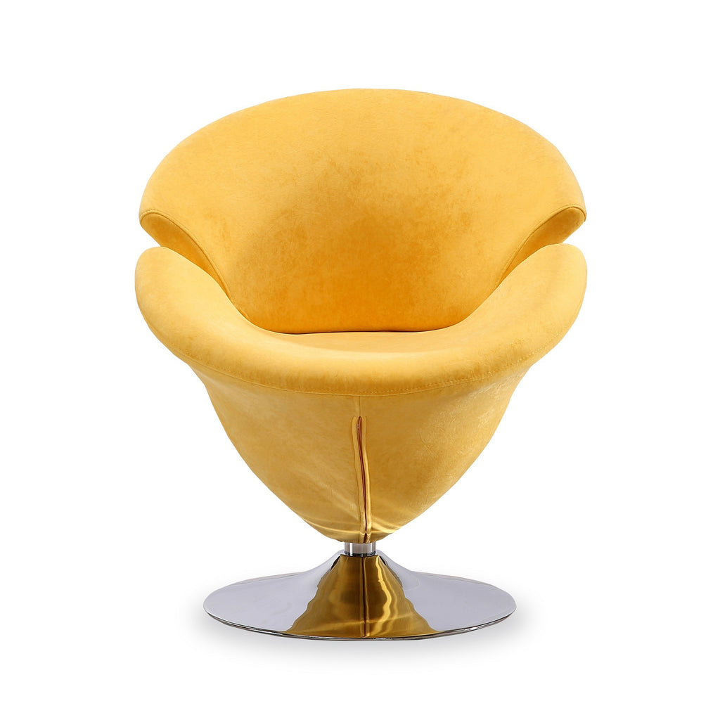 Tulip Velvet Swivel Lounge Chair in Yellow