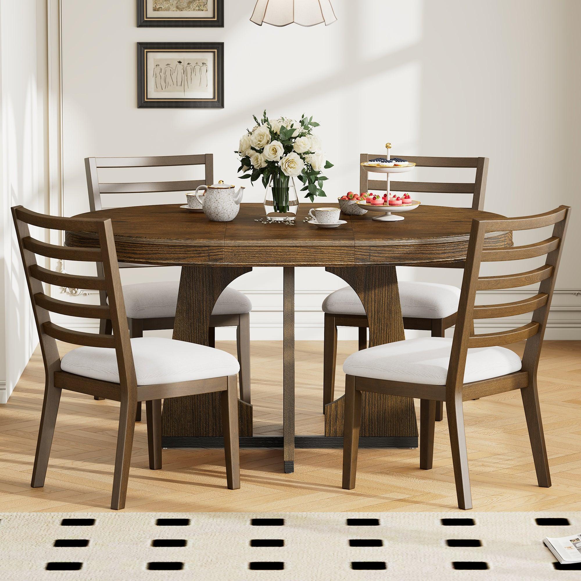 TREXM Extendable Dining Table Set for 4 with Chairs.