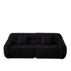 Two-piece setup of Modern Black Modular Sofa - Luxury Chenille with curved edges and soft chenille fabric for compact spaces.