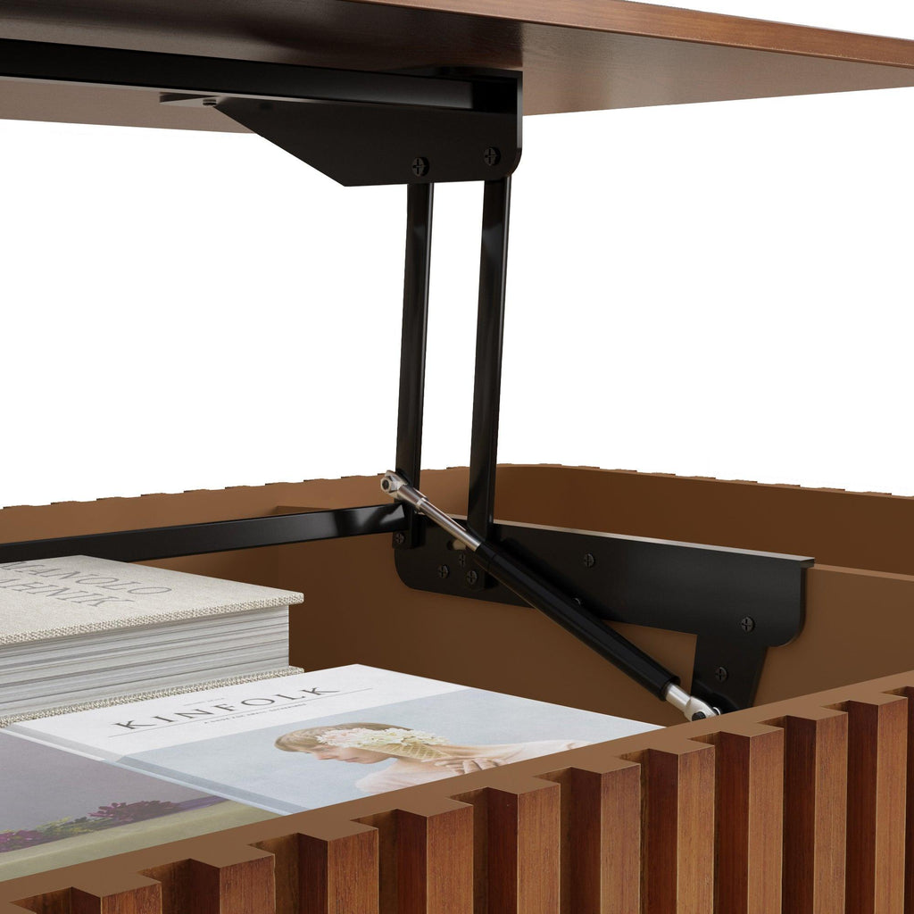Vintage Brown Lift Top Coffee Table with Storage.
