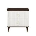 Carena Two-Tone White and Brown Nightstand with USB Charging Port