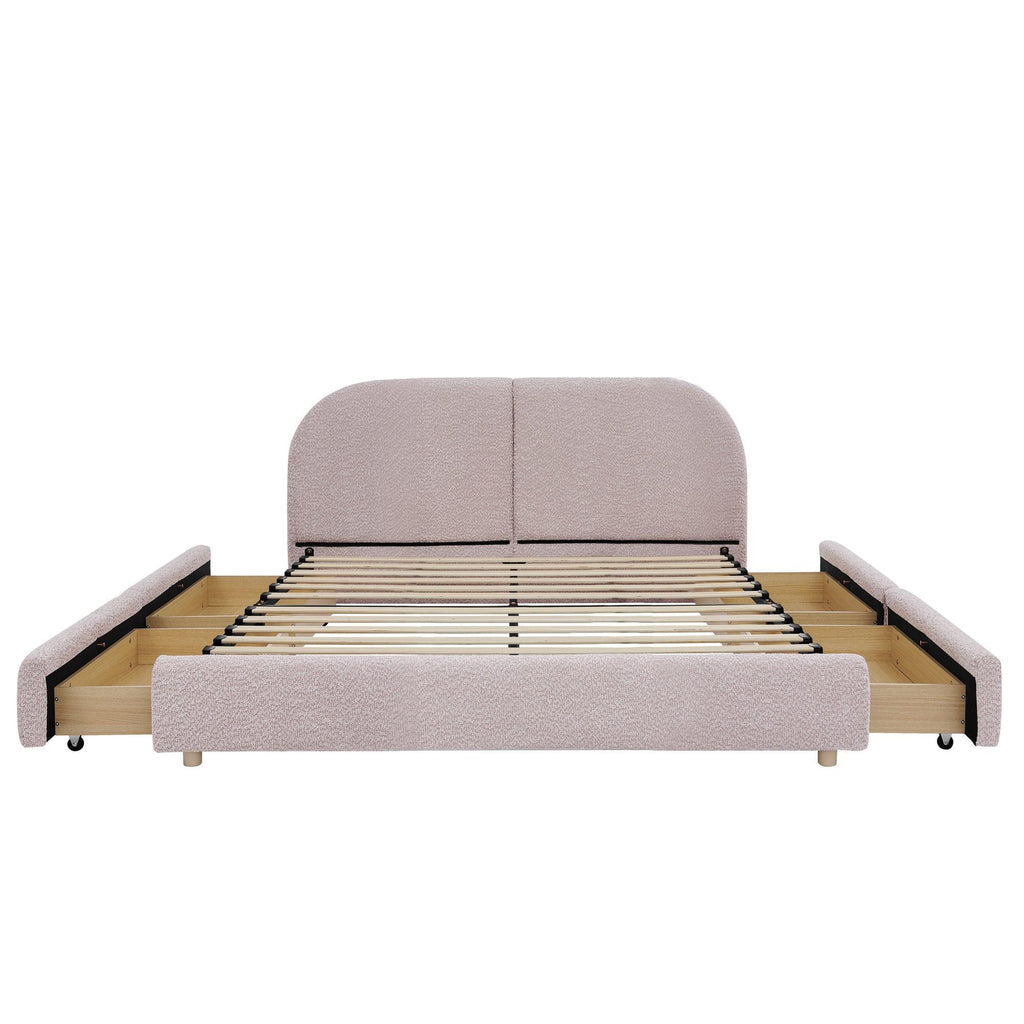 Queen Size Upholstered Bed Frame - Modern Minimalist Design.