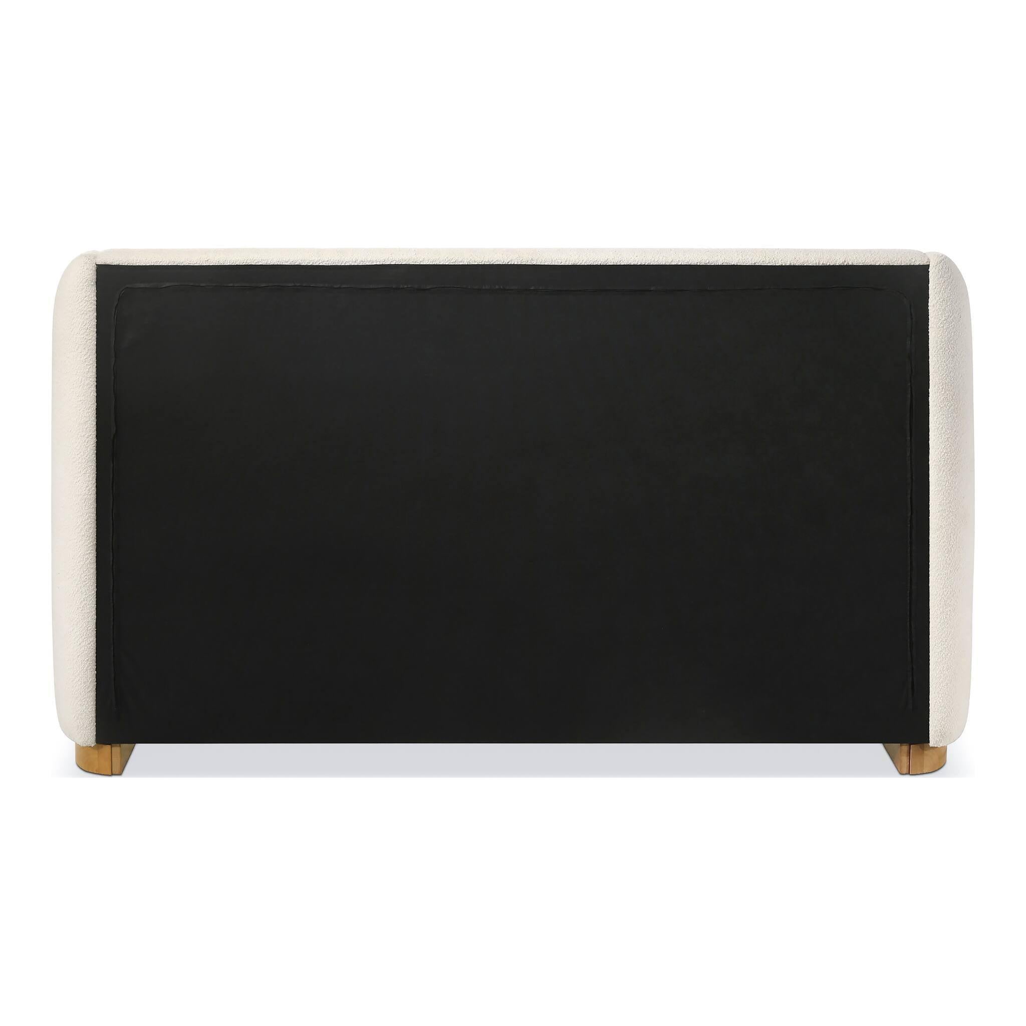 Queen Size Boucle Upholstered Bed with Wingback Headboard.