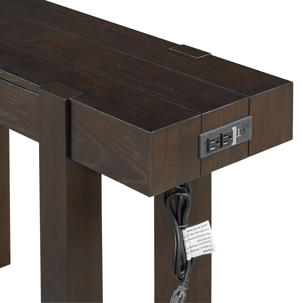Rustic Console Table with Power Outlet and Hidden Drawer.