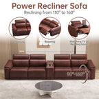5-Piece Modular Leather Sofa - Dark Brown Comfort.
