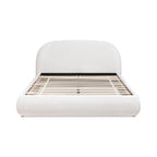 Archie Puffy Upholstered Platform Bed, Queen, Almond White.