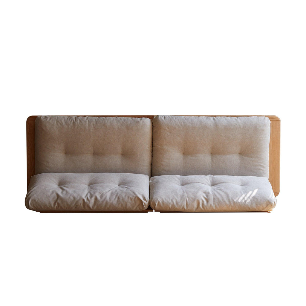 Elegant Solid Wood Sofa with Storage and Removable Cushions.
