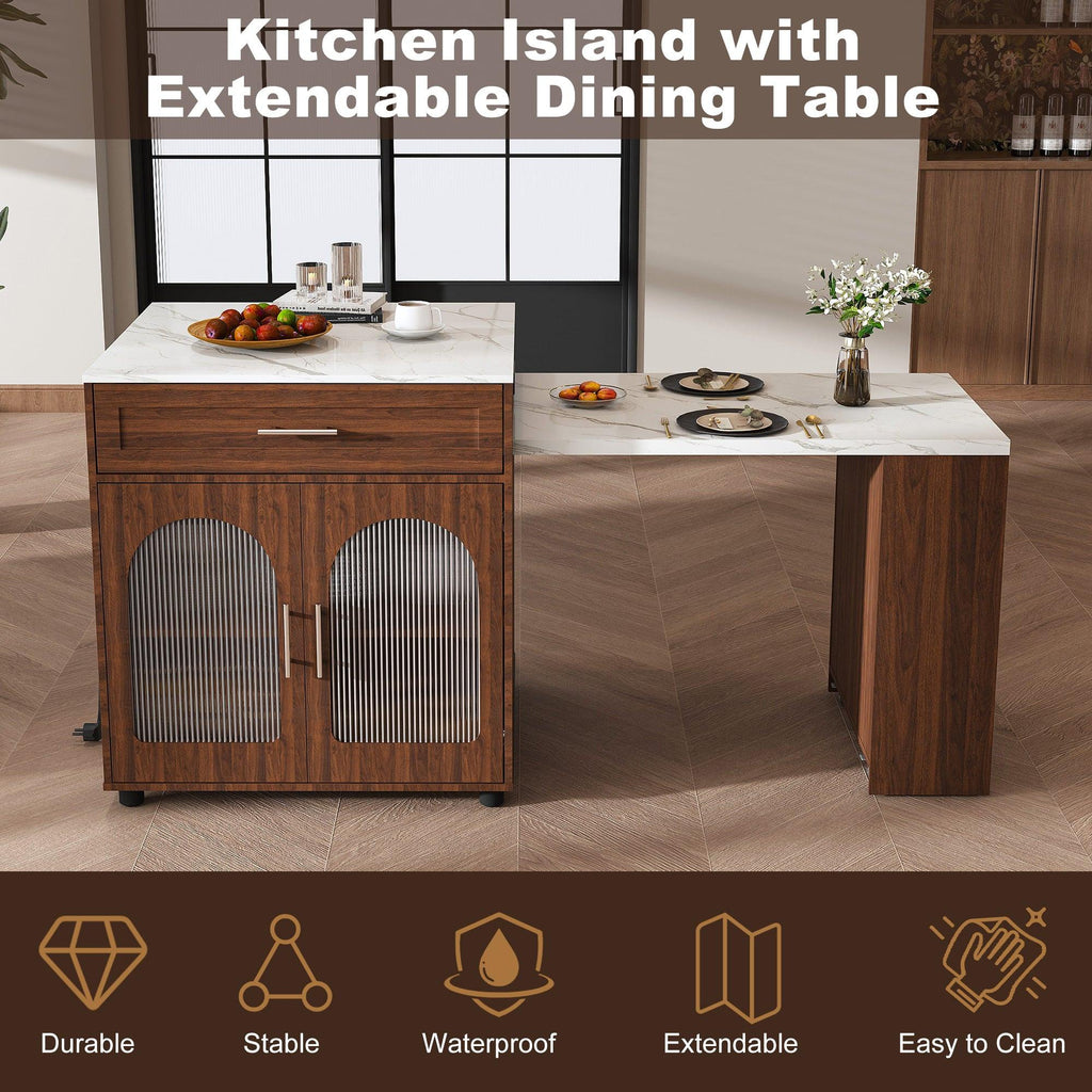 80-inch Expandable Kitchen Island with Dining Table.