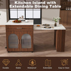 80-inch Expandable Kitchen Island with Dining Table.