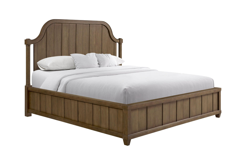 King Planked Panel Bed - Almond with Solid Wood.
