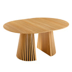 Oak Finish Extendable Pedestal Dining Table for 6-10 People
