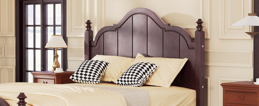 Full Size Wooden Bed Frame with Headboard, Easy Assembly.