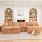 107'' Modern Boucle Sectional Sofa with Ottomans.
