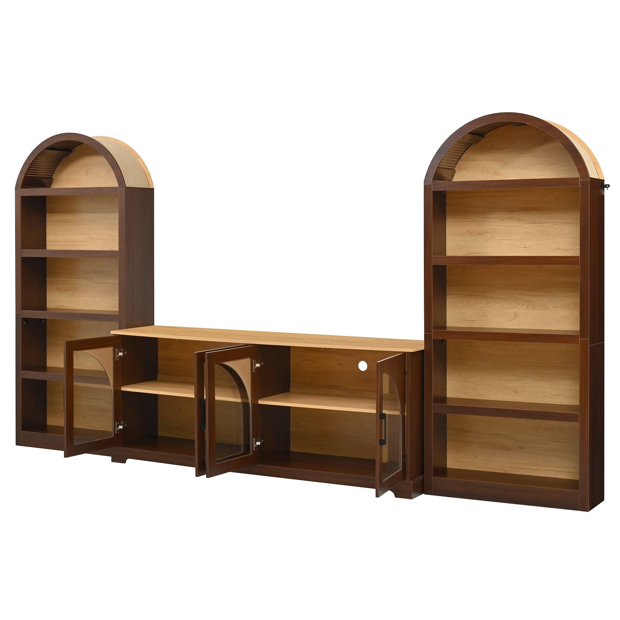 3-Piece Retro TV Stand Set with Bookshelf for TVs.