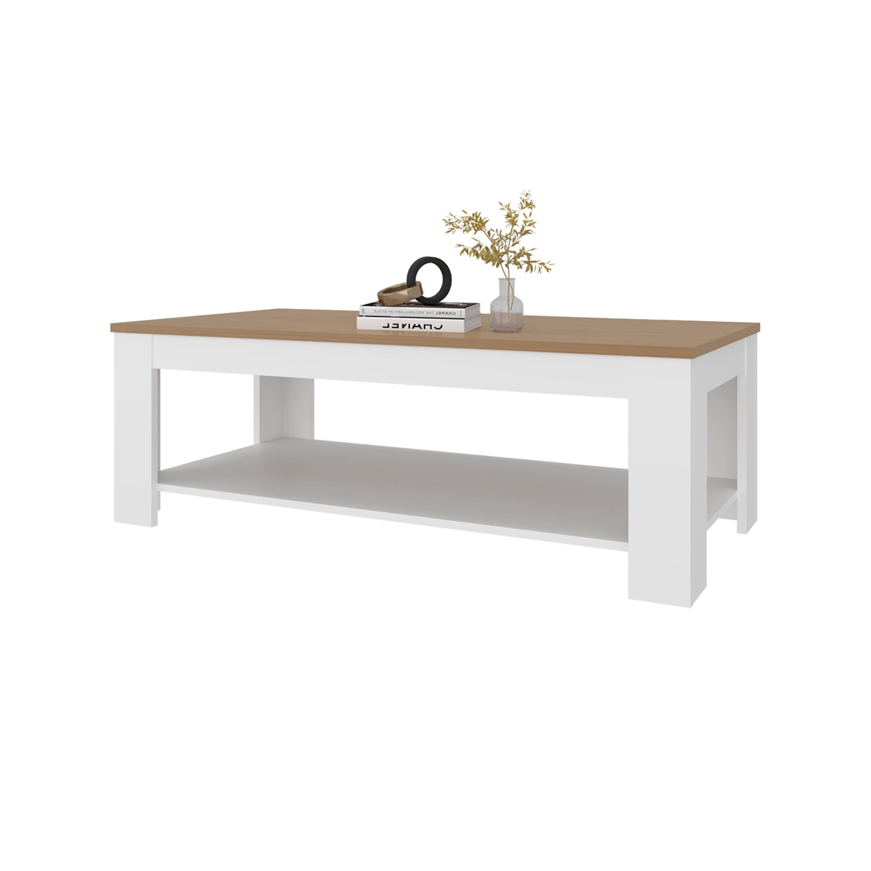 Modern Rectangular Coffee Table with Lower Shelf.