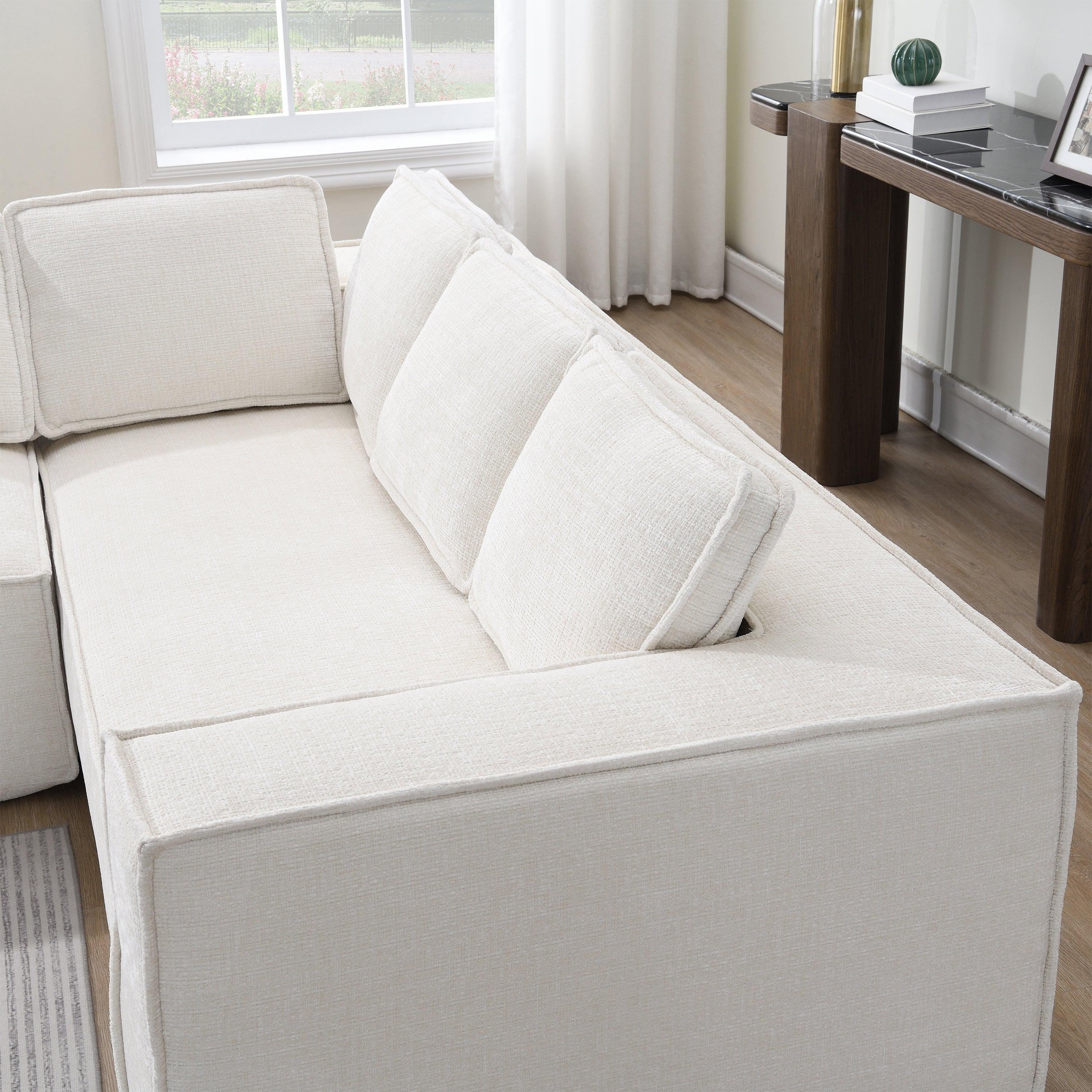 Minimalist Modular Sectional Sofa with Wrinkle-Resistant Fabric.