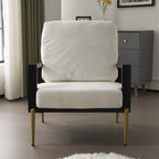 Mid-Century Modern Armchair - White Velvet and Gold Legs.