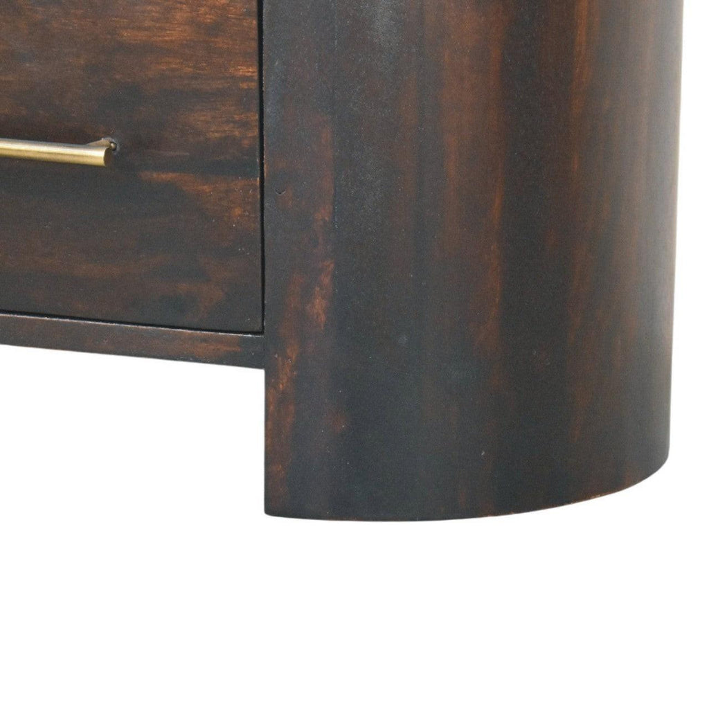 Artisan Solid Wood Velvet Mocha Bedside Table.