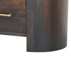 Artisan Solid Wood Velvet Mocha Bedside Table.