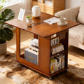 Bamboo Folding Edge Table with Movable Storage.