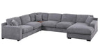 Chiara 128'W Light Gray Chenille Sectional Sofa with Chaise.