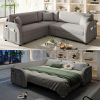 85.1' L-Shaped Sofa Bed with USB Port and Pocket.