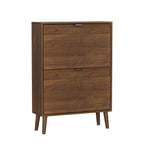 Walnut Shoe Cabinet with Flip Drawers - Modern Storage